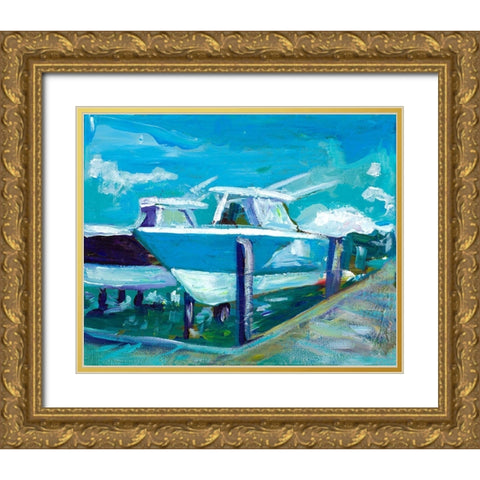 Docked Boats Gold Ornate Wood Framed Art Print with Double Matting by Beauchamp, Andy