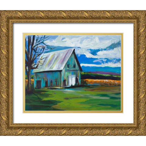Old Barn Gold Ornate Wood Framed Art Print with Double Matting by Beauchamp, Andy