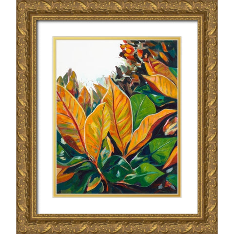 Tropical Leaves Gold Ornate Wood Framed Art Print with Double Matting by Beauchamp, Andy