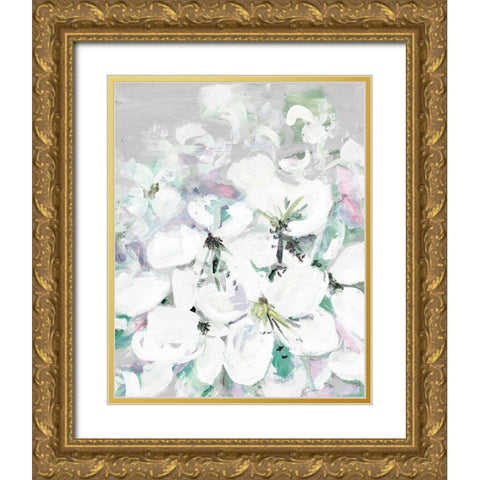 White Orchids Gold Ornate Wood Framed Art Print with Double Matting by Beauchamp, Andy