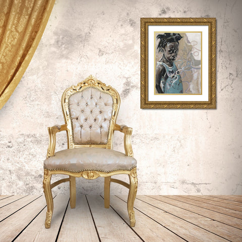 Little Girl Gold Ornate Wood Framed Art Print with Double Matting by Beauchamp, Andy