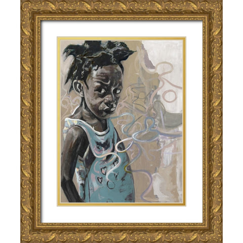 Little Girl Gold Ornate Wood Framed Art Print with Double Matting by Beauchamp, Andy