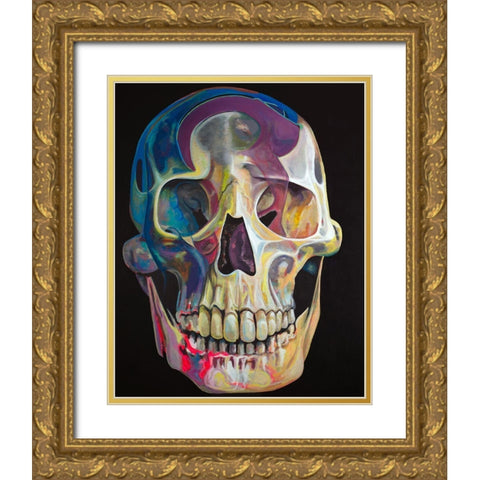Haunted Skull Gold Ornate Wood Framed Art Print with Double Matting by Beauchamp, Andy