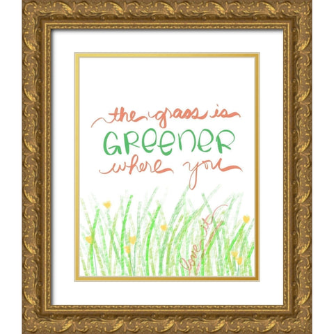 Grass Greener Gold Ornate Wood Framed Art Print with Double Matting by Quach, Anna