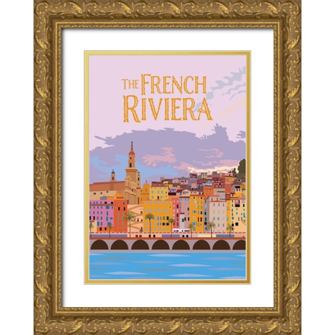 The French Riviera Gold Ornate Wood Framed Art Print with Double Matting by Bucheli, Jen