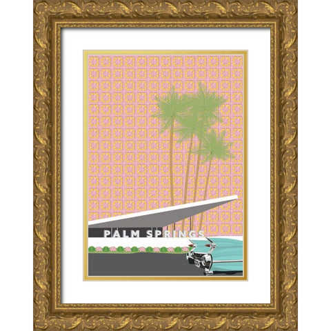 Palm Springs with Convertible Gold Ornate Wood Framed Art Print with Double Matting by Bucheli, Jen