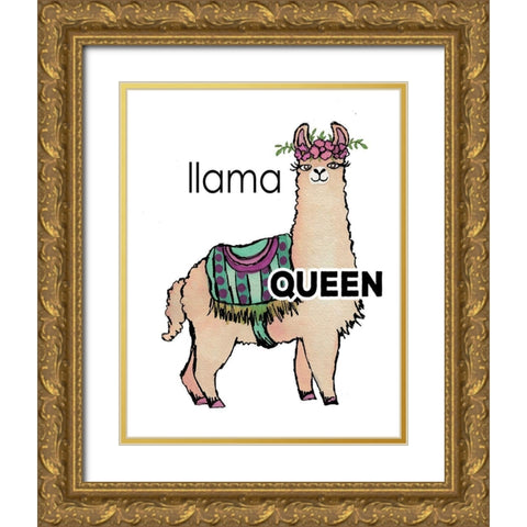 Queen Llama Gold Ornate Wood Framed Art Print with Double Matting by Medley, Elizabeth