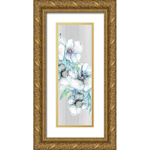 Moonlit Floral Panel I Gold Ornate Wood Framed Art Print with Double Matting by Loreth, Lanie