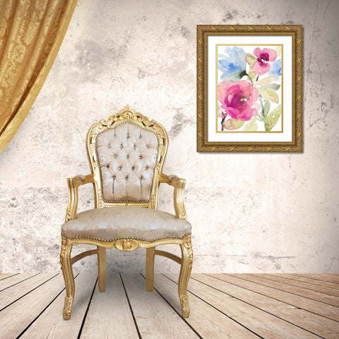 Peaceful Florals I Gold Ornate Wood Framed Art Print with Double Matting by Loreth, Lanie