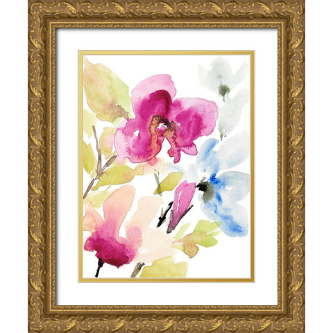 Peaceful Florals II Gold Ornate Wood Framed Art Print with Double Matting by Loreth, Lanie