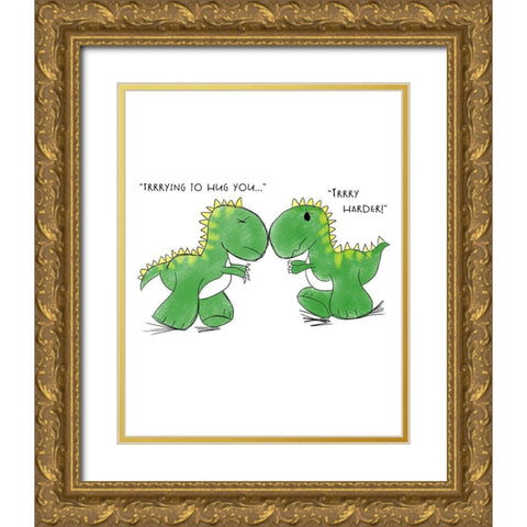 Trying to Hug You Gold Ornate Wood Framed Art Print with Double Matting by Quach, Anna