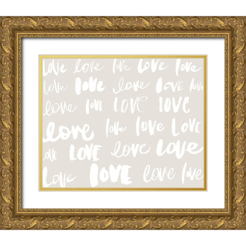 Love, Love, Love Gold Ornate Wood Framed Art Print with Double Matting by SD Graphics Studio