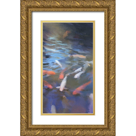 Koi Pool I Gold Ornate Wood Framed Art Print with Double Matting by Meneely, Dan