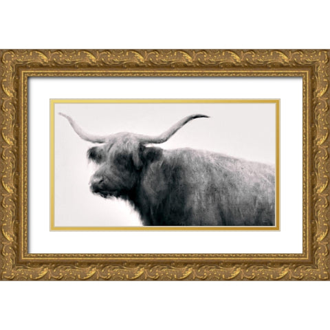 Vintage Bull Gold Ornate Wood Framed Art Print with Double Matting by Meneely, Dan