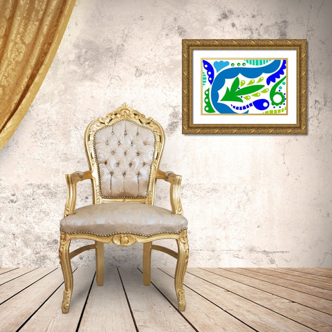 Leaf and Floral Dance Gold Ornate Wood Framed Art Print with Double Matting by Mosher, Deidre
