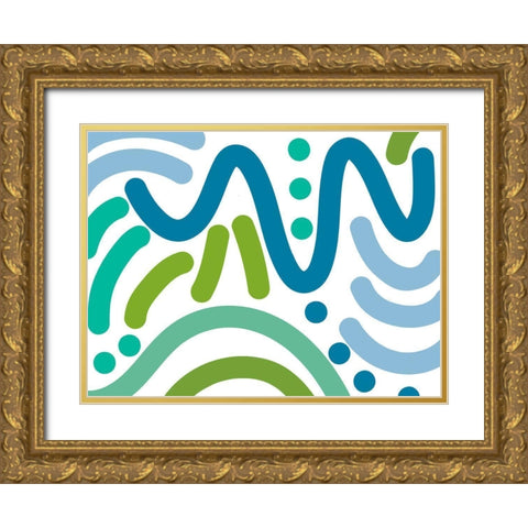 Fun Multi-Directional Lines Gold Ornate Wood Framed Art Print with Double Matting by Mosher, Deidre