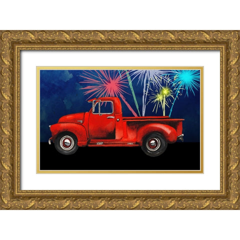 Americana Truck Gold Ornate Wood Framed Art Print with Double Matting by Medley, Elizabeth