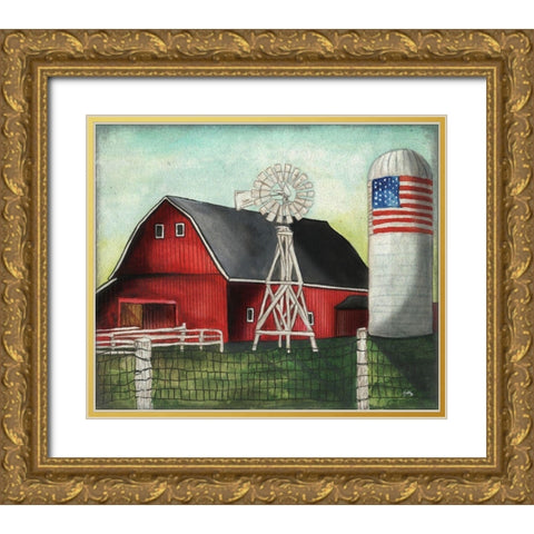 USA Silo Gold Ornate Wood Framed Art Print with Double Matting by Medley, Elizabeth