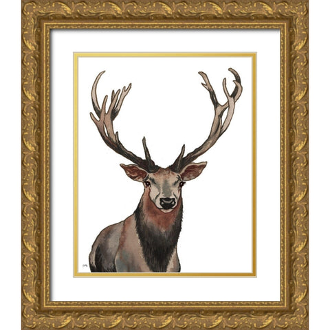 Elk Gold Ornate Wood Framed Art Print with Double Matting by Medley, Elizabeth