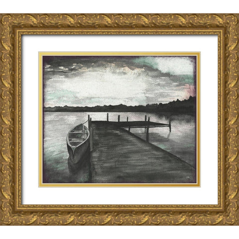 Gray Morning on the Lake Gold Ornate Wood Framed Art Print with Double Matting by Medley, Elizabeth