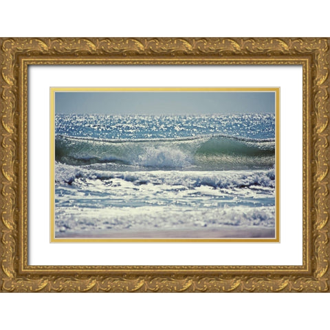 Perfect Wave Gold Ornate Wood Framed Art Print with Double Matting by Nawrocke, Bruce