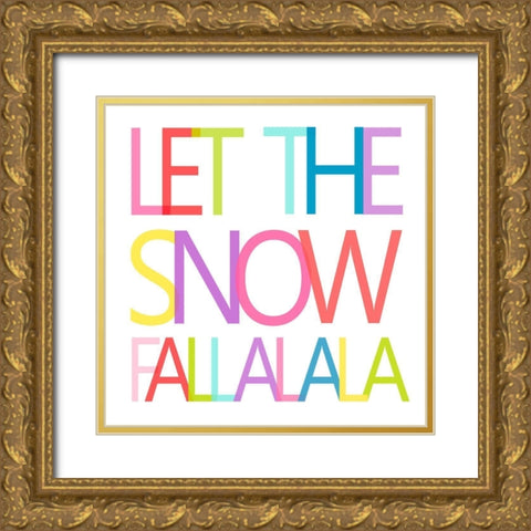 Snow Fall LA LA LA Gold Ornate Wood Framed Art Print with Double Matting by SD Graphics Studio