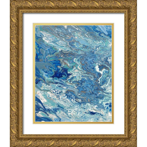 Marbleized Beach View I Gold Ornate Wood Framed Art Print with Double Matting by Ritter, Gina