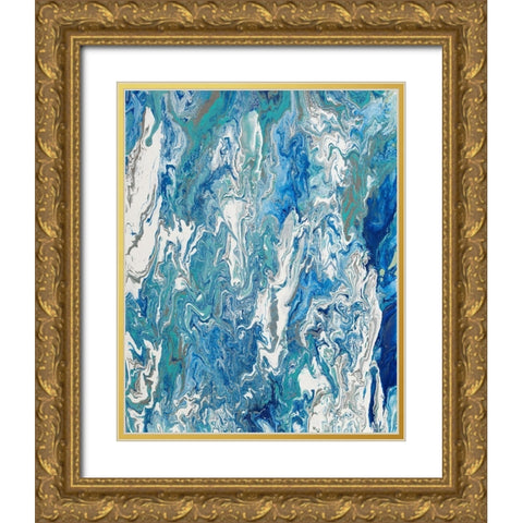 Marbleized Beach View II Gold Ornate Wood Framed Art Print with Double Matting by Ritter, Gina