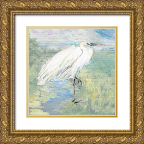 Wild Egret Gold Ornate Wood Framed Art Print with Double Matting by Pinto, Patricia