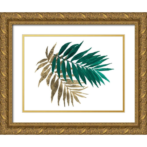 Modern Jungle Leaves II Gold Ornate Wood Framed Art Print with Double Matting by Pinto, Patricia
