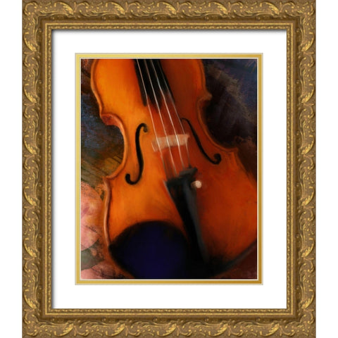 Violin Gold Ornate Wood Framed Art Print with Double Matting by Meneely, Dan