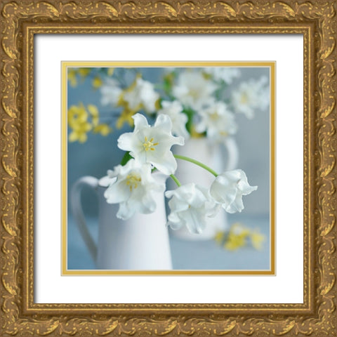 Beautiful Floral Greetings Gold Ornate Wood Framed Art Print with Double Matting by Gardner, Sarah