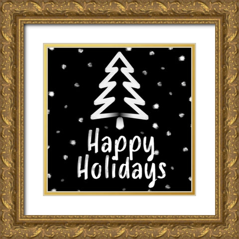 Holiday Brush Strokes I Gold Ornate Wood Framed Art Print with Double Matting by SD Graphics Studio
