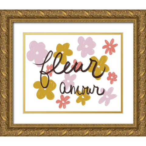 Fleur Amour Gold Ornate Wood Framed Art Print with Double Matting by Navas, Emily