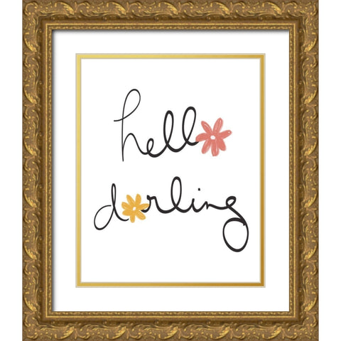 Hello Darling Gold Ornate Wood Framed Art Print with Double Matting by Navas, Emily