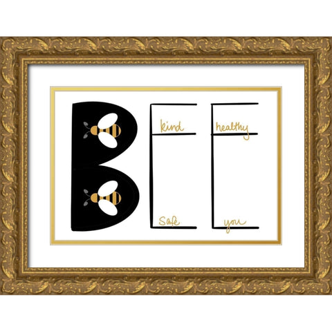 Bee Kind Gold Ornate Wood Framed Art Print with Double Matting by Navas, Emily
