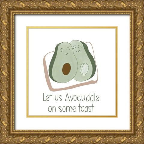 Avocuddle Gold Ornate Wood Framed Art Print with Double Matting by Navas, Emily
