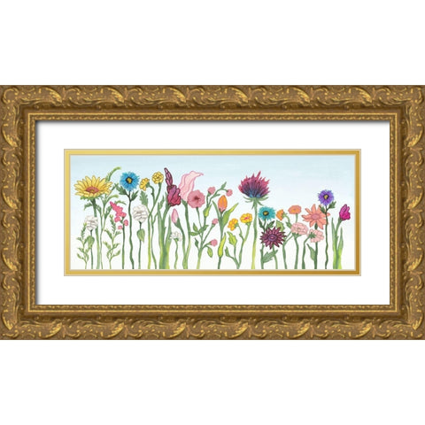Swaying Blooms II Gold Ornate Wood Framed Art Print with Double Matting by Medley, Elizabeth