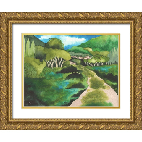 Small Village I Gold Ornate Wood Framed Art Print with Double Matting by Medley, Elizabeth