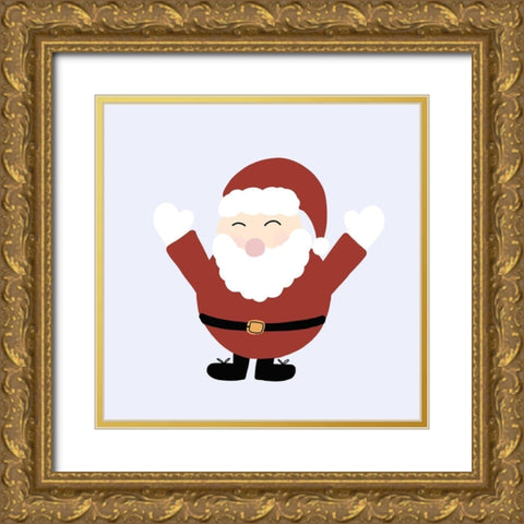 Jolly Santa Gold Ornate Wood Framed Art Print with Double Matting by Torres, Melanie