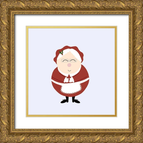 Jolly Mrs. Claus Gold Ornate Wood Framed Art Print with Double Matting by Torres, Melanie