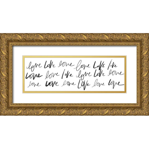 Love, Love, Love Gold Ornate Wood Framed Art Print with Double Matting by SD Graphics Studio