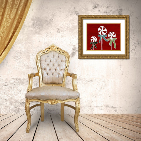 Peppermint Lollipops Gold Ornate Wood Framed Art Print with Double Matting by Loreth, Lanie