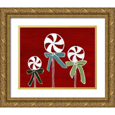 Peppermint Lollipops Gold Ornate Wood Framed Art Print with Double Matting by Loreth, Lanie