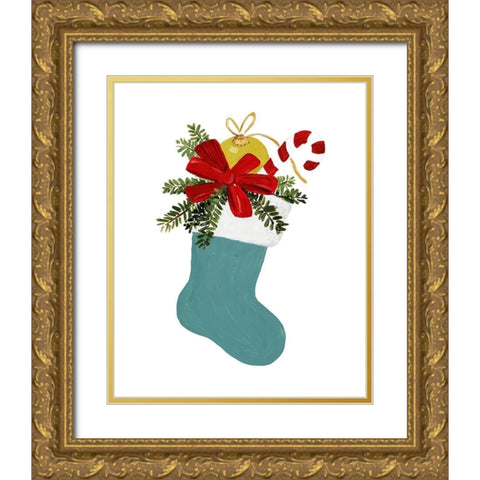 Modern Stocking Gold Ornate Wood Framed Art Print with Double Matting by Loreth, Lanie