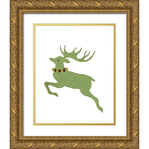 Modern Reindeer Gold Ornate Wood Framed Art Print with Double Matting by Loreth, Lanie