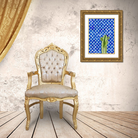 Blue Tile Agave Gold Ornate Wood Framed Art Print with Double Matting by Bucheli, Jen