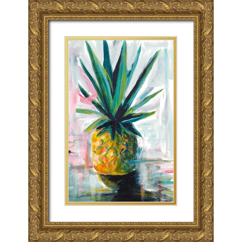 Pineapple Gold Ornate Wood Framed Art Print with Double Matting by Beauchamp, Andy