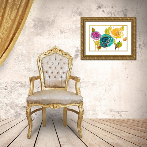 Modern Trio of Blooms II Gold Ornate Wood Framed Art Print with Double Matting by Loreth, Lanie