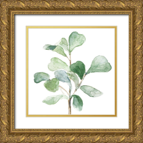 Fiddle Fig Leaf Plant I Gold Ornate Wood Framed Art Print with Double Matting by Loreth, Lanie
